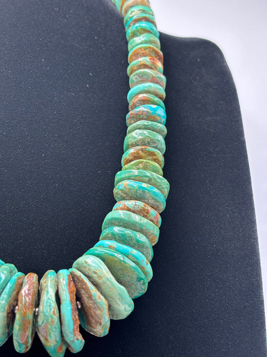 Turquoise #924-2 Graduated Rondelle 24" Necklace