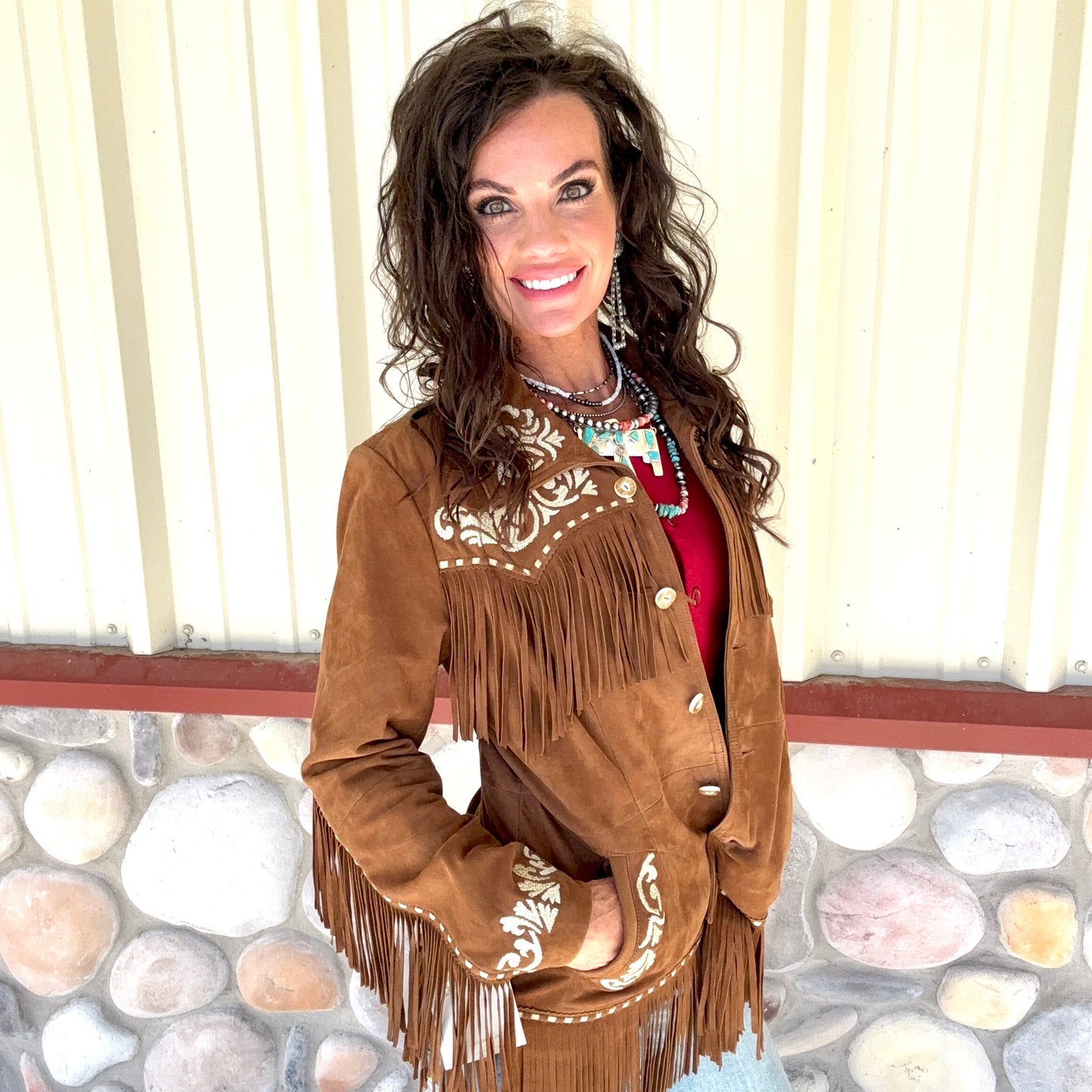 Scully Gold Embellished Leather Jacket