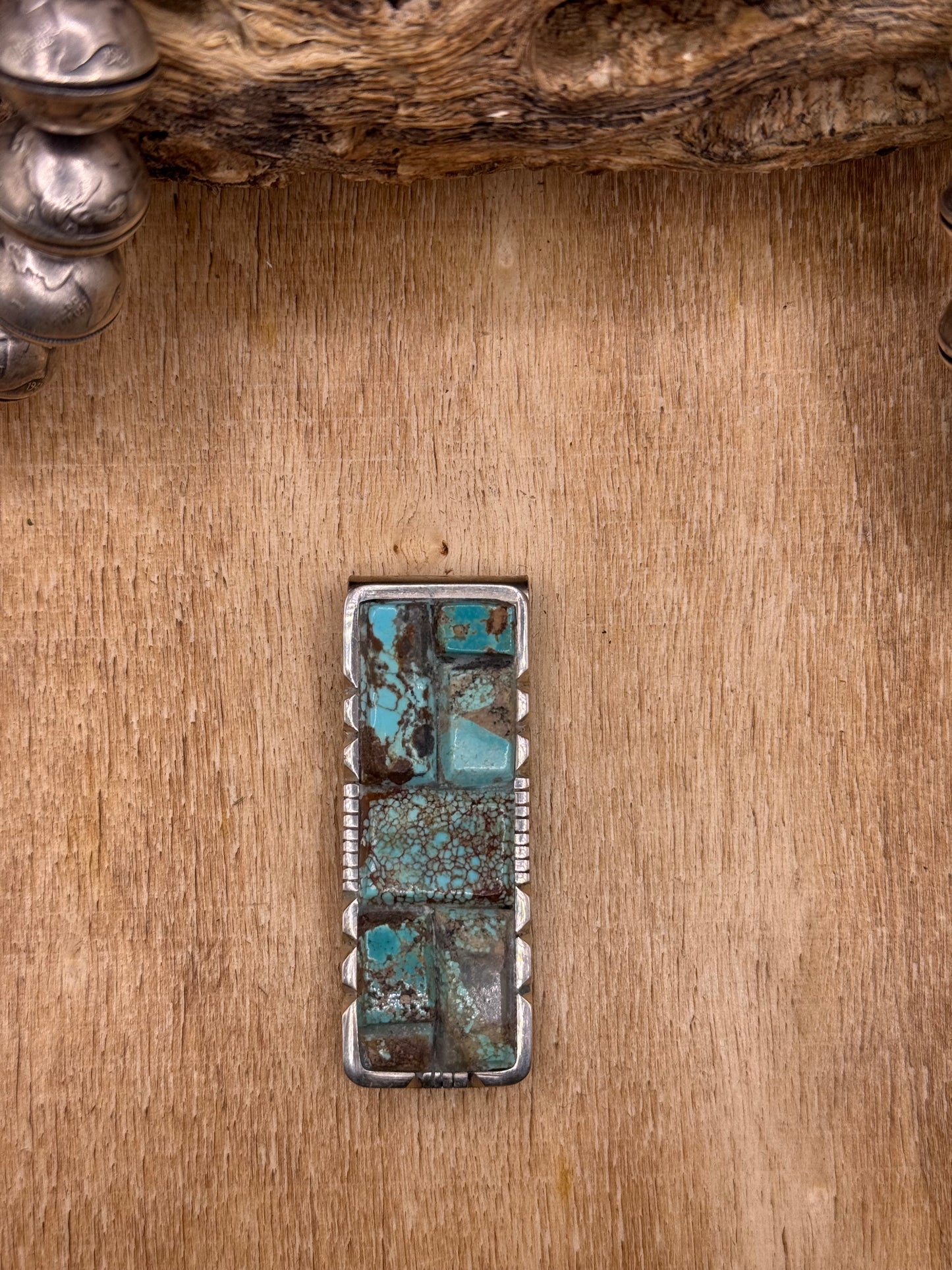 Mine #8 Turquoise #830-5B Money Clip by Brandon Etcitty, Navajo