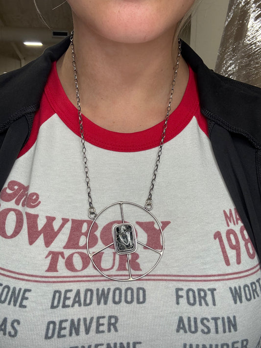 White Buffalo #102-5 Peace Sign Necklace