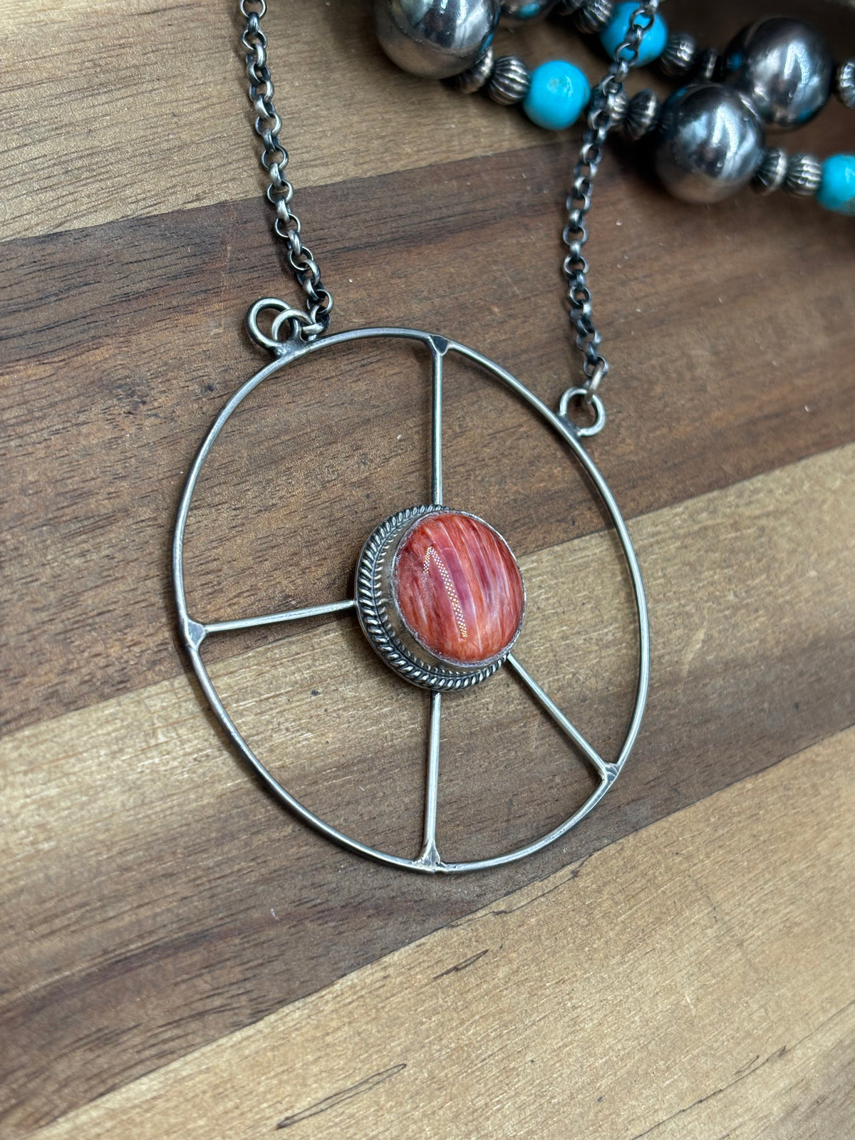 Red Spiny #102-9 Peace Sign Necklace