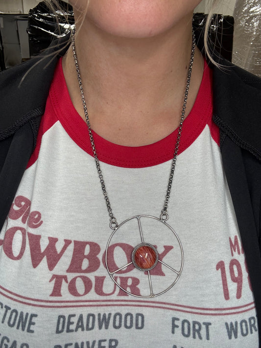 Red Spiny #102-9 Peace Sign Necklace