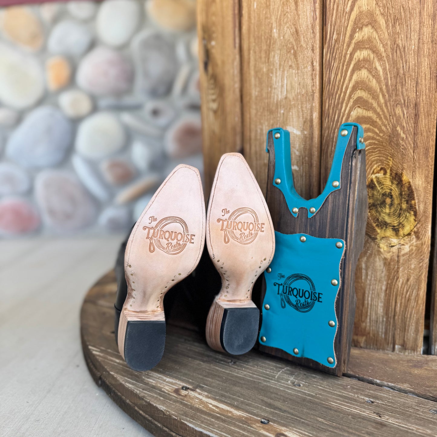 The Femme Fatale Signature Turquoise Reata Boot- Black Snip Toe