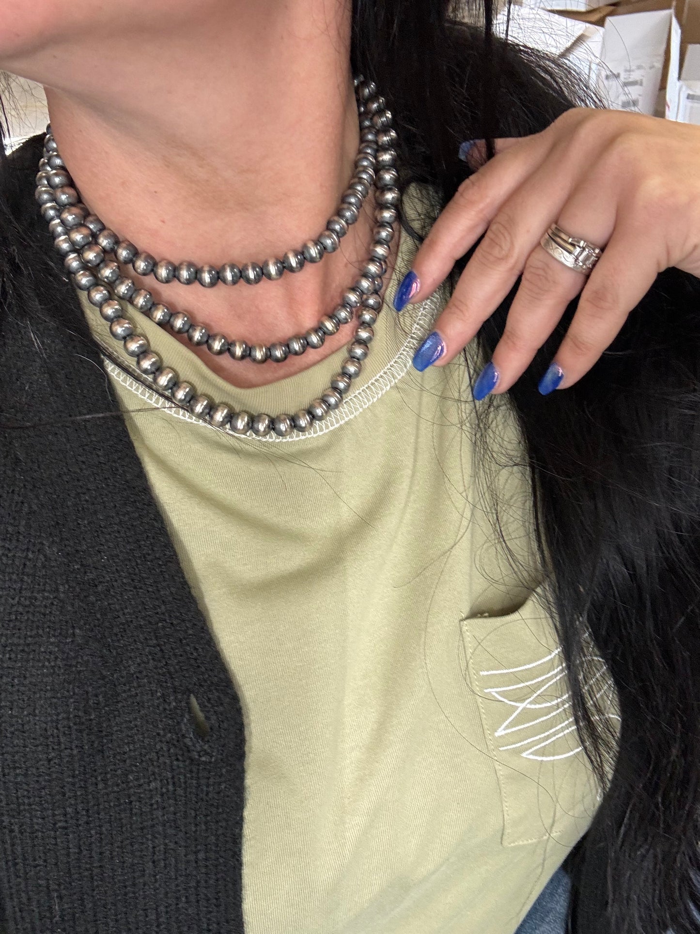 8mm 18" Sterling Silver Pearl Necklace