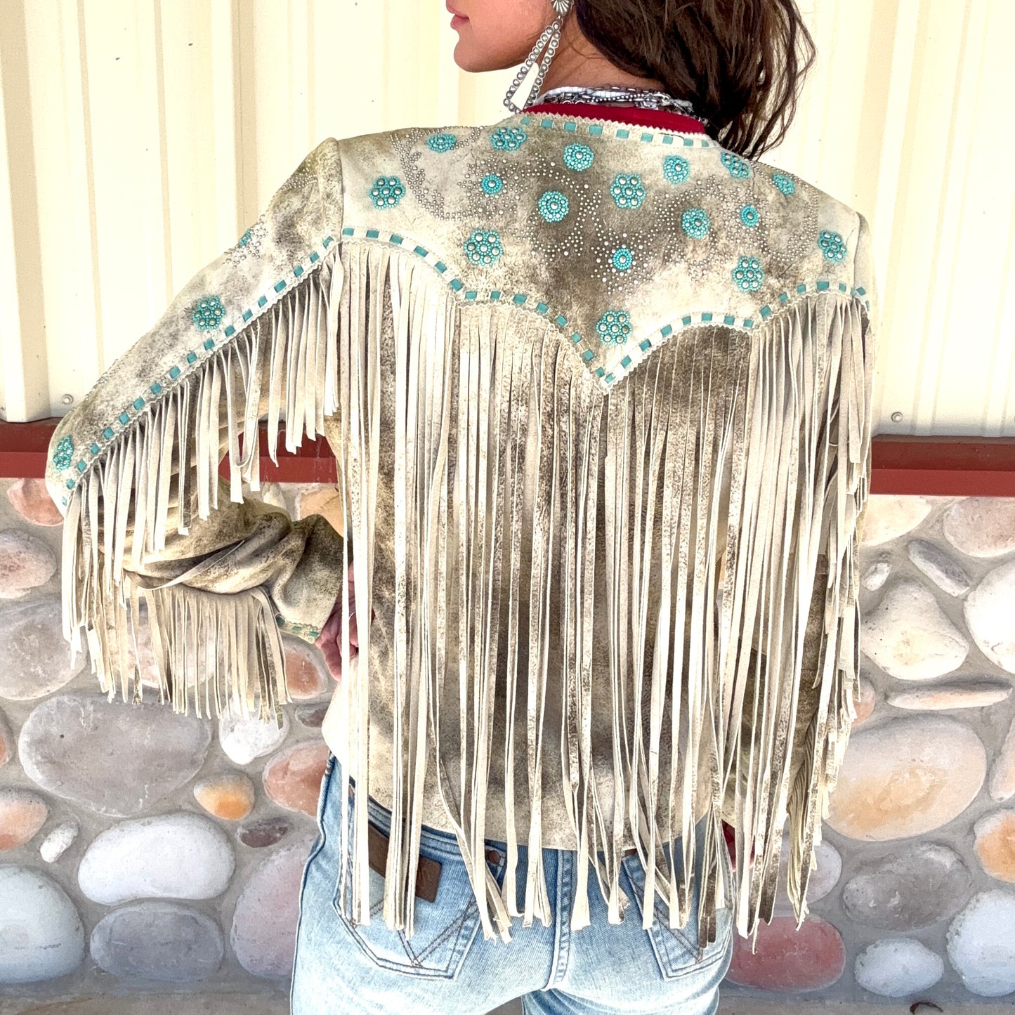 Scully Cream With Turquoise Suede Jacket