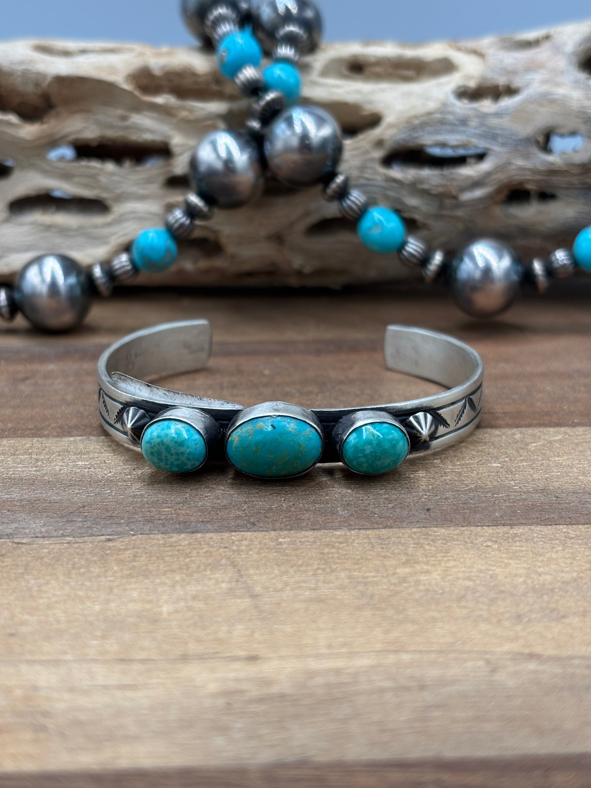 Kingman #108-10 Turquoise Cuff by Donovan Skeet, Navajo
