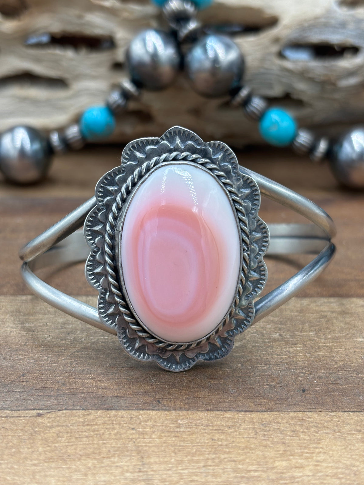 Pink Conch #108-13 Cuff by Boyd Ashley, Navajo
