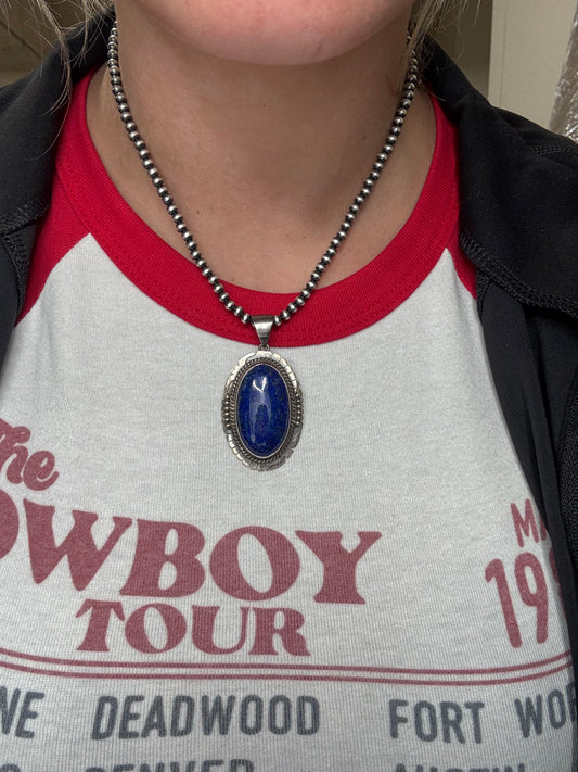 Lapis #108-18 Pendant by R Skeets, Navajo