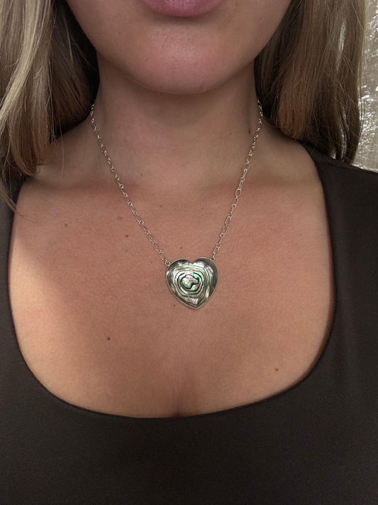 Abalone #108-25A Heart Necklace by R Grace, Navajo