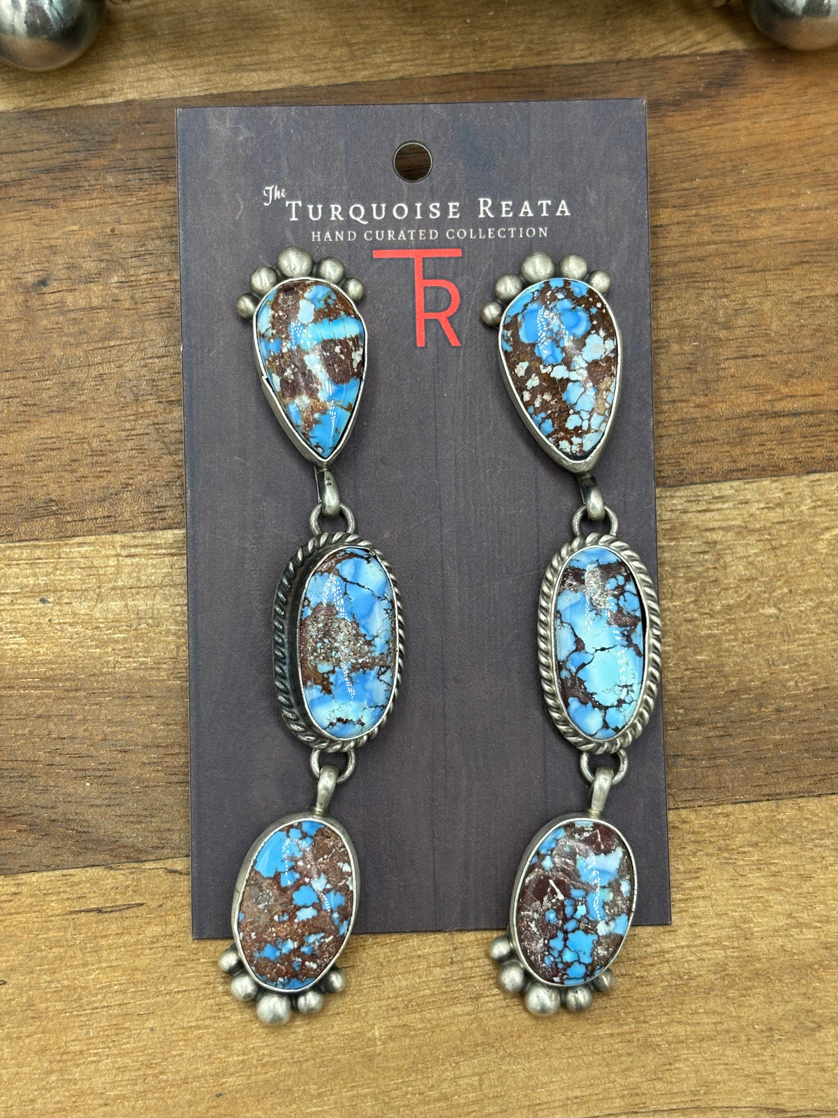 Golden Hills #108-8 Turquoise Earrings by Tricia Smith, Navajo