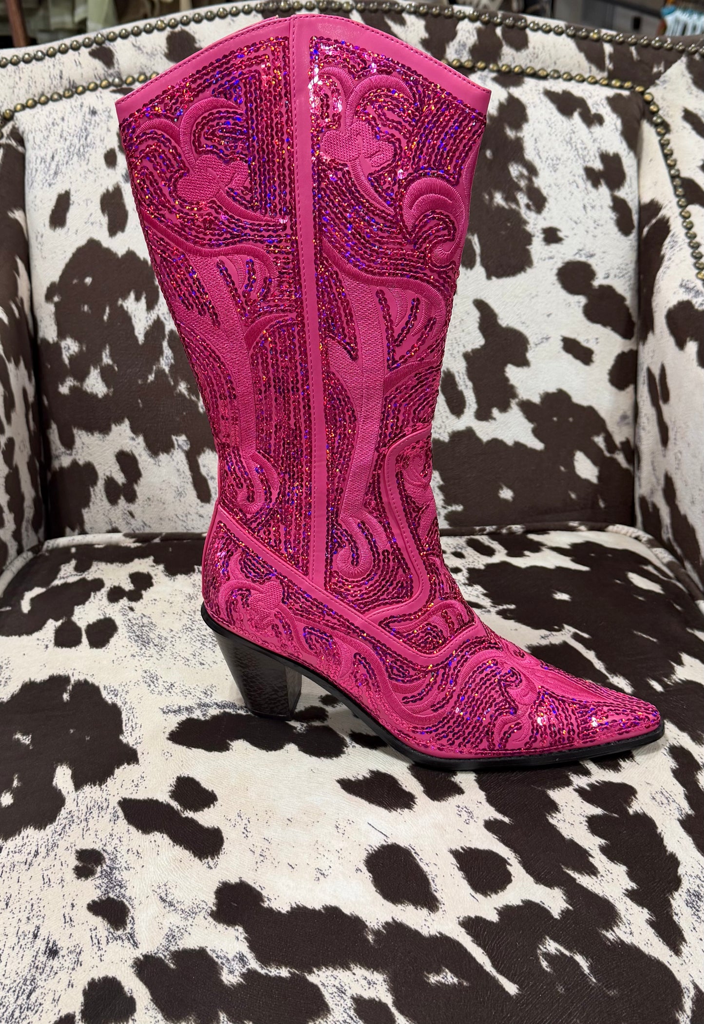 Bling Bling Baby Cowboy Boot- FUCHSIA