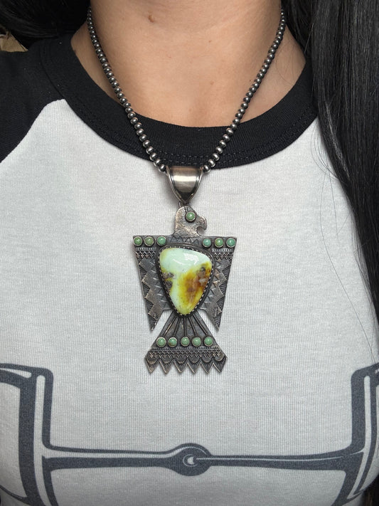 Palomino #1012-8 Thunderbird Pendant by Shawn Cayatineto, Navajo