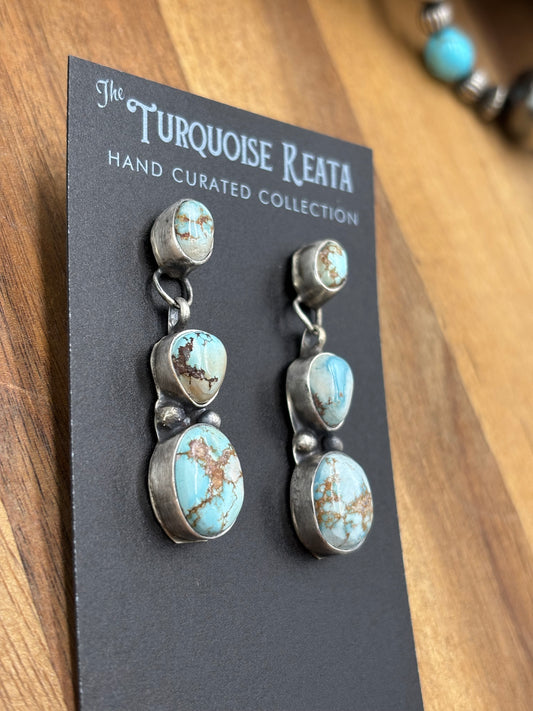 Golden Hills Turquoise Drop Earrings #3 by Ella Peters, Navajo