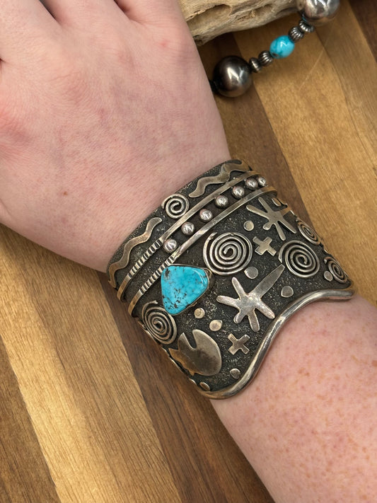 Turquoise #1022-33 Cuff by Alex Sanchez, Navajo