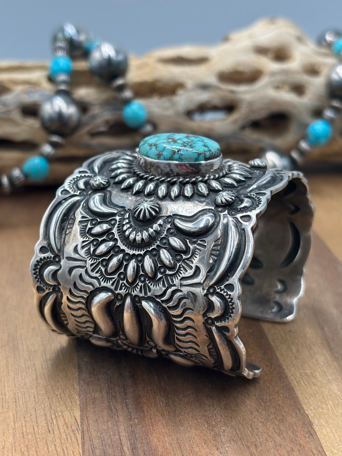 Turquoise #1022-32 Cuff by Darryl Becenti, Navajo