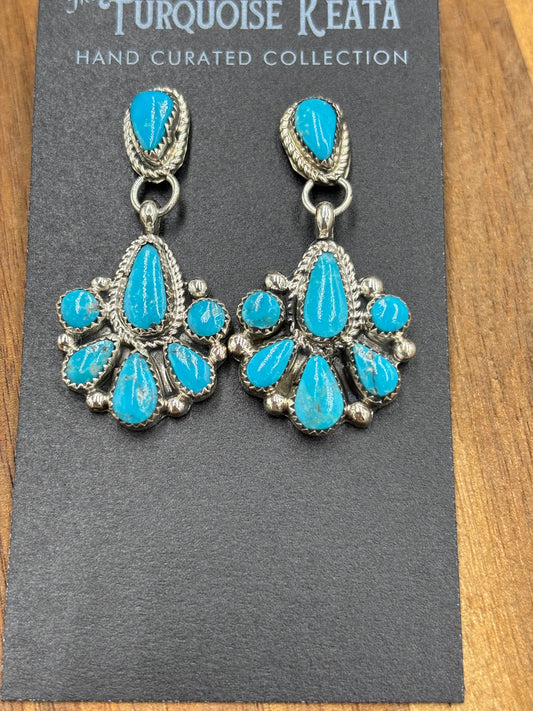 Kingman Turquoise Earrings #2 by Alicia Wilson, Zuni