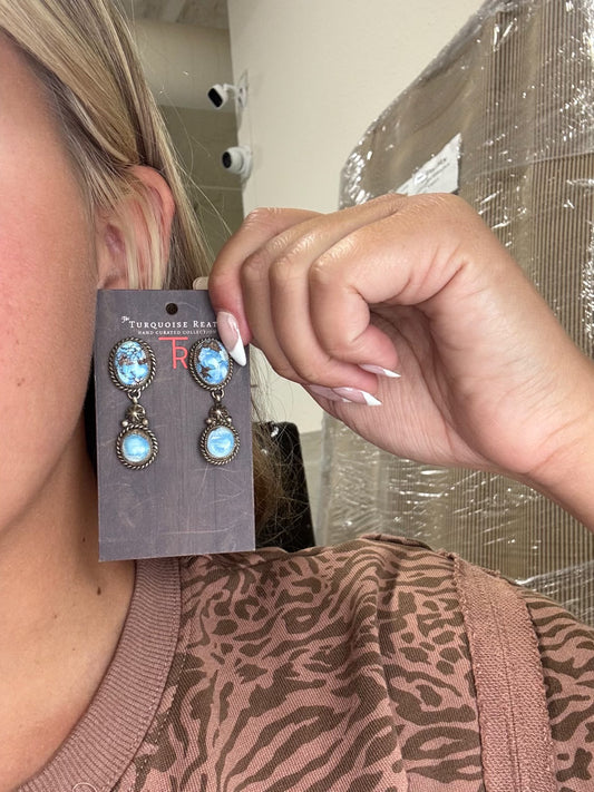 Golden Hills #1022-25 Turquoise Earrings by Billie, Navajo