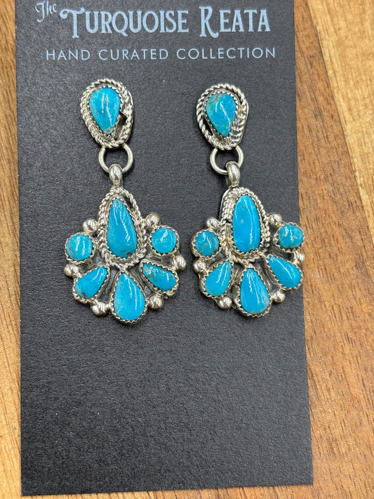 Kingman Turquoise Earrings #3 by Alicia Wilson, Zuni