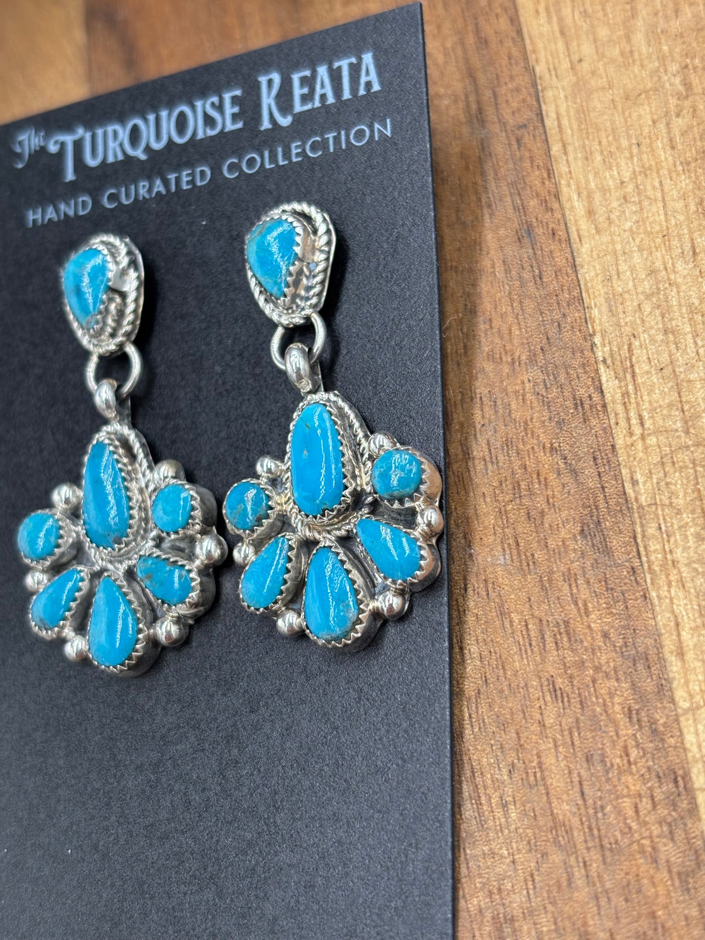 Kingman Turquoise Earrings #3 by Alicia Wilson, Zuni