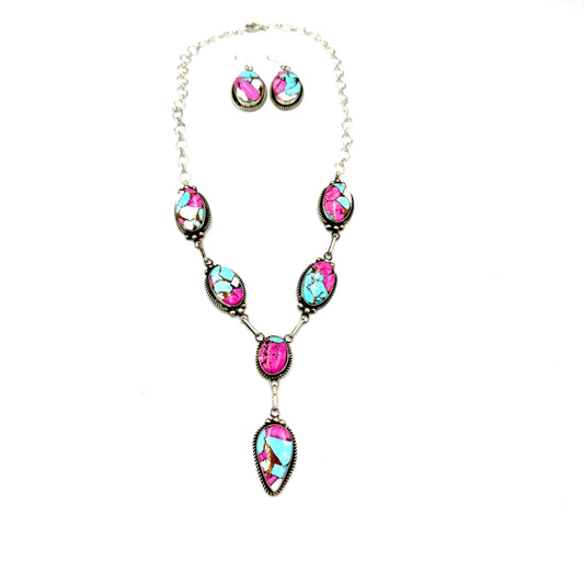 Cotton Candy Set 22" necklace and earrings