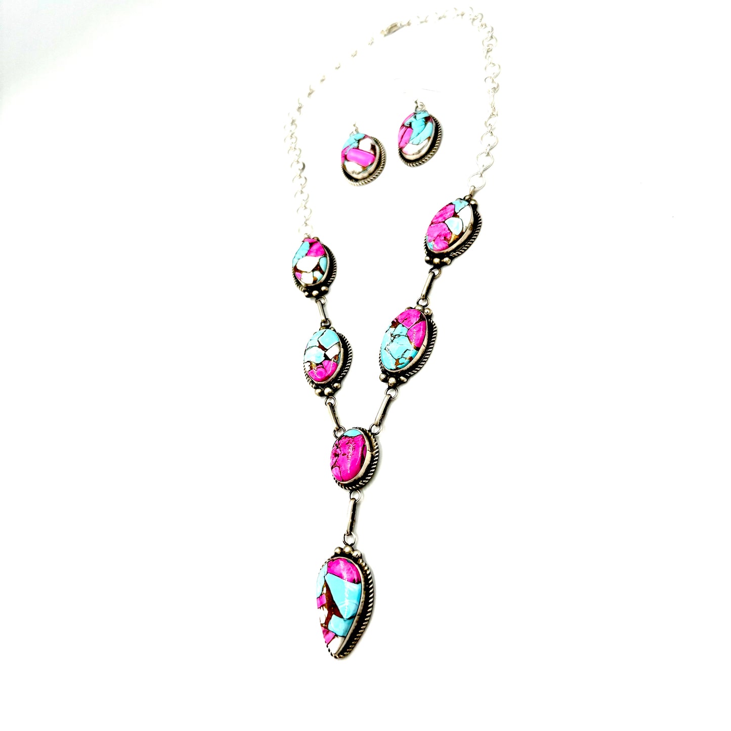 Cotton Candy Set 22" necklace and earrings