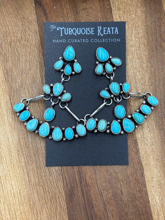 Turquoise Chandelier Earrings by Sheila, Navajo