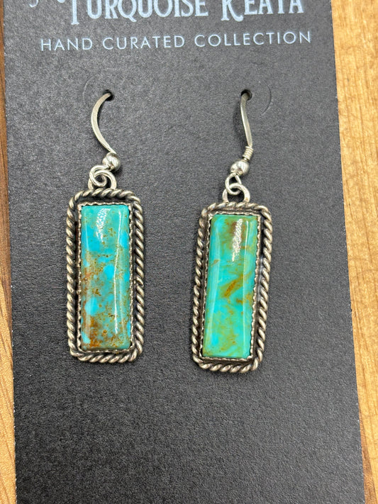 Kingman Turquoise Earrings by Virginia Becenti, Navajo