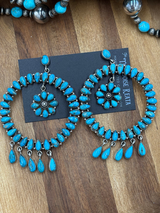 Turquoise Fancy Stud Circle Earrings