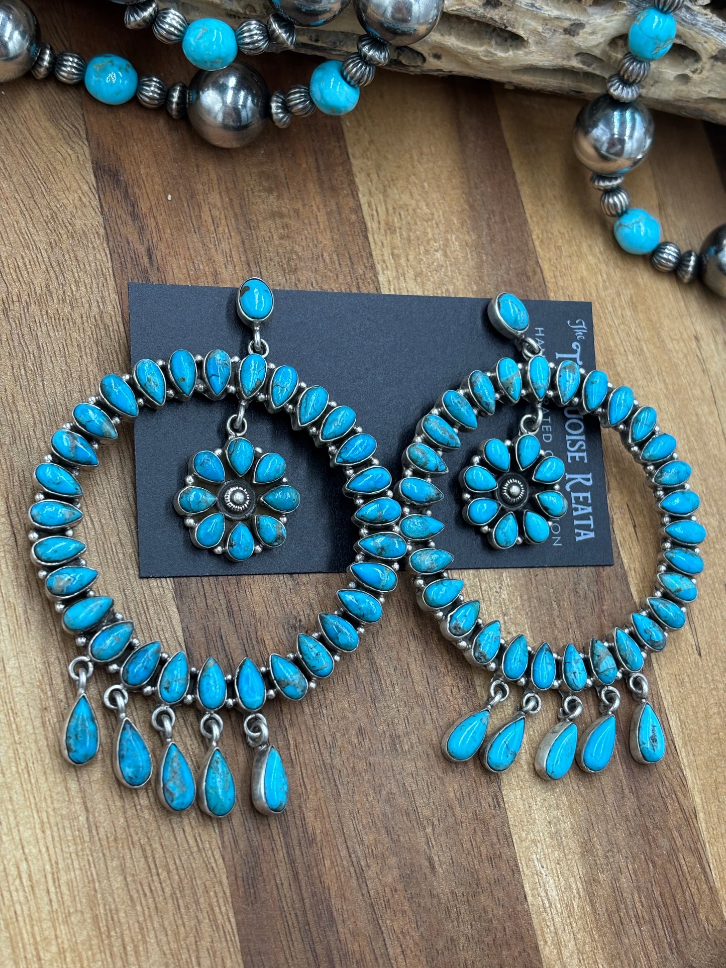 Turquoise Fancy Stud Circle Earrings