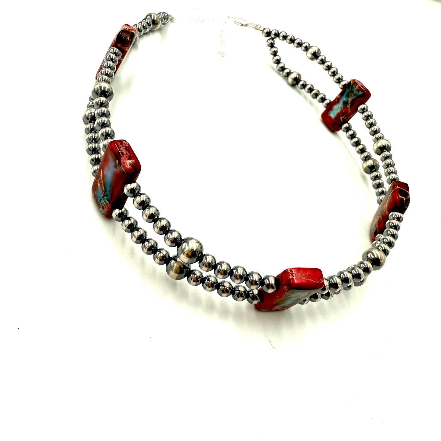14" Variscite and Pearl Choker