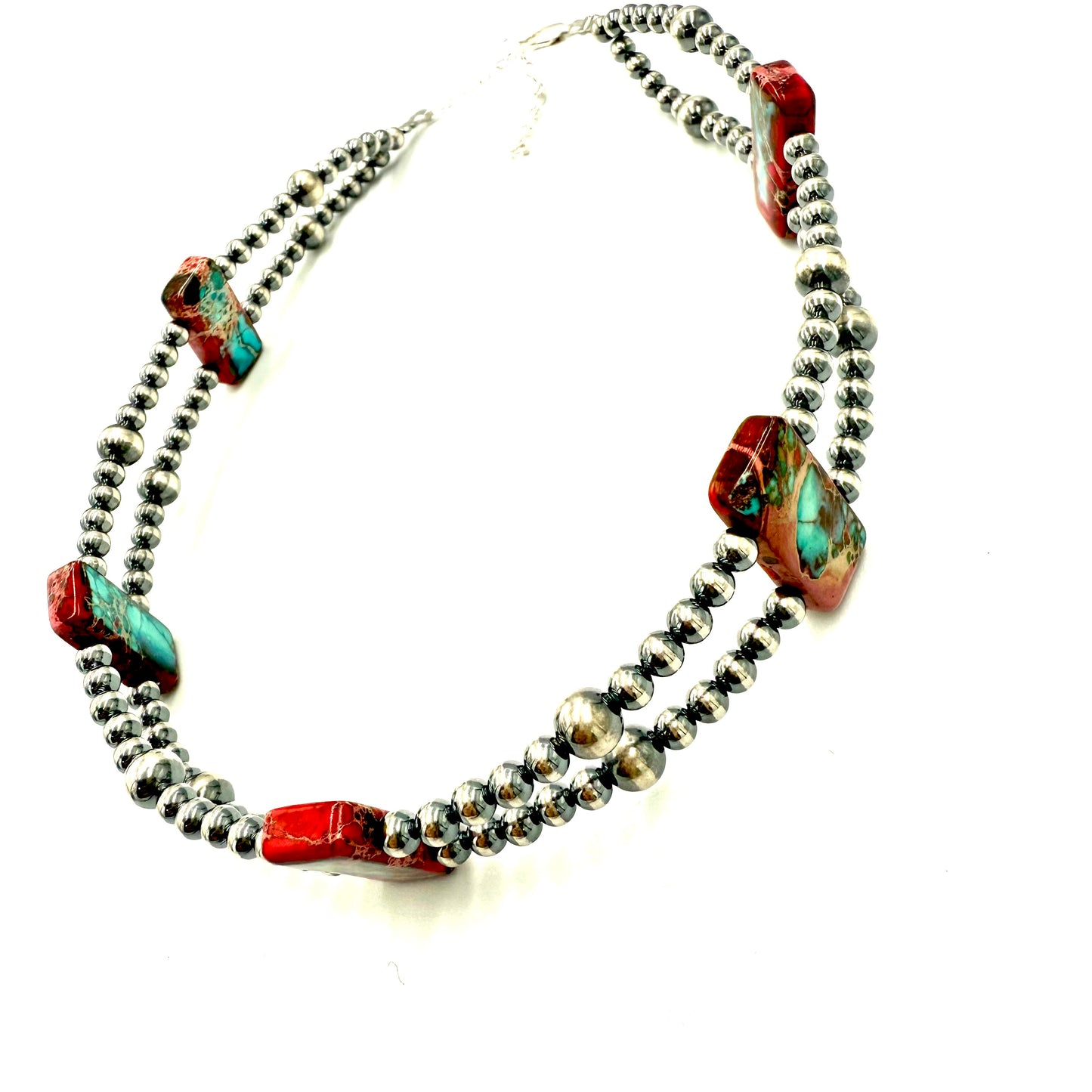 14" Variscite and Pearl Choker