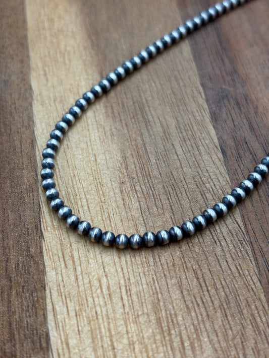3mm 14" Sterling Silver Pearl Necklace