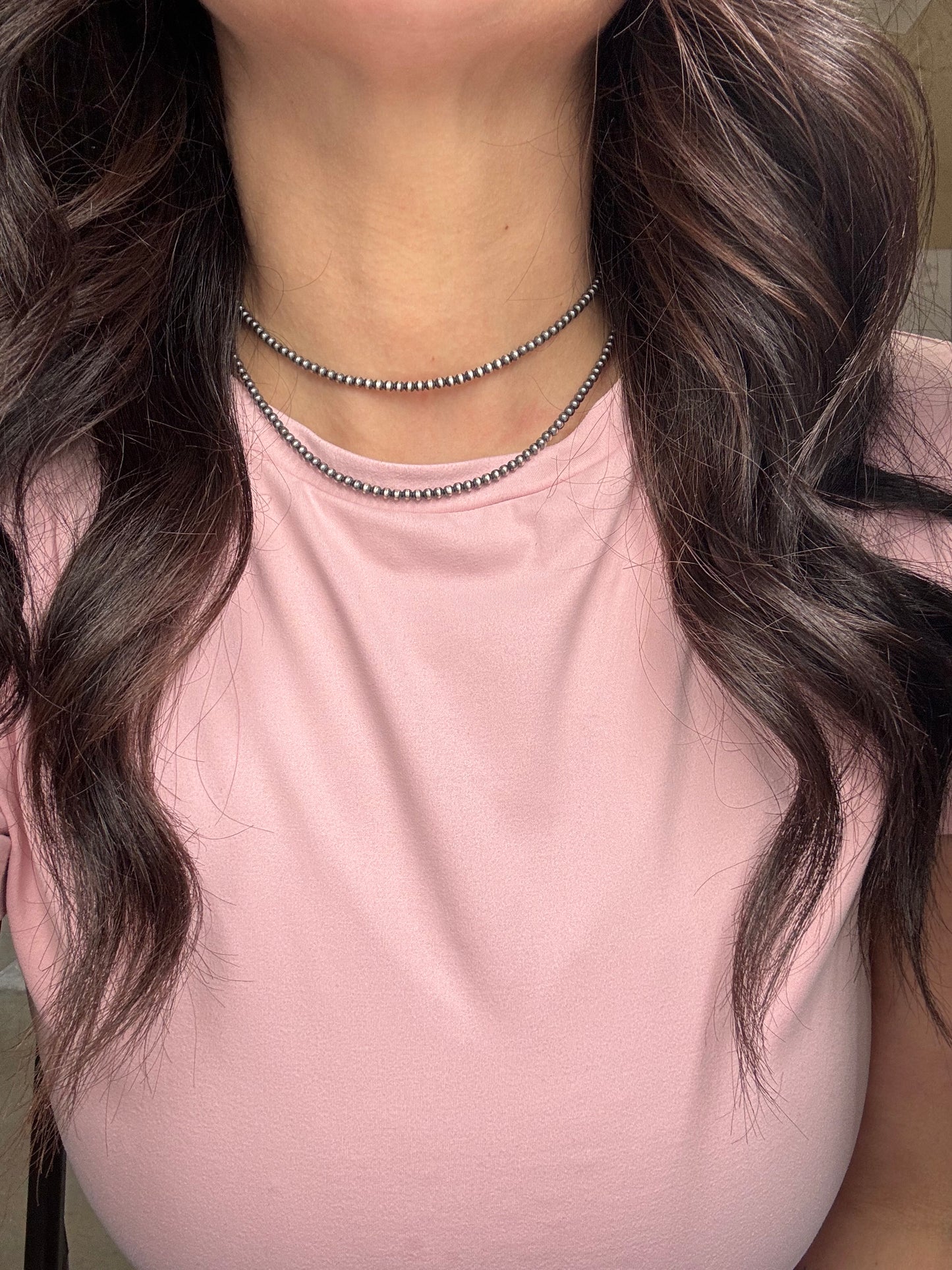 3mm 14" Sterling Silver Pearl Necklace