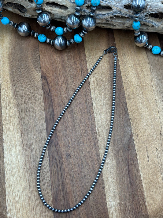 3mm 16" Sterling Silver Pearl Necklace