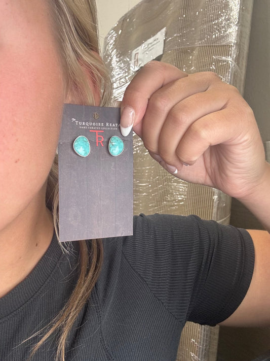 Turquoise #1022-17 Earrings by WN, Navajo