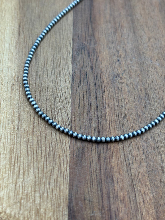 2mm 16" Sterling Silver Pearl Necklace