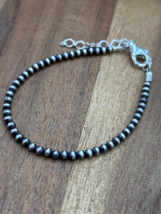 3mm Sterling Silver Pearl Bracelet