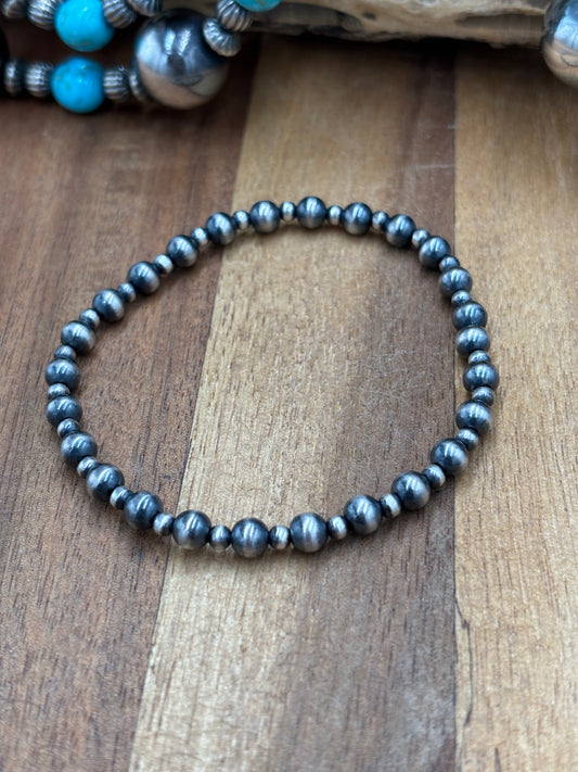 3-5mm Sterling Silver Pearl Stretchy Bracelet