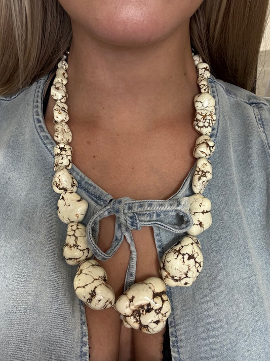 White & Brown #1022-1 Chunky Nugget Necklace