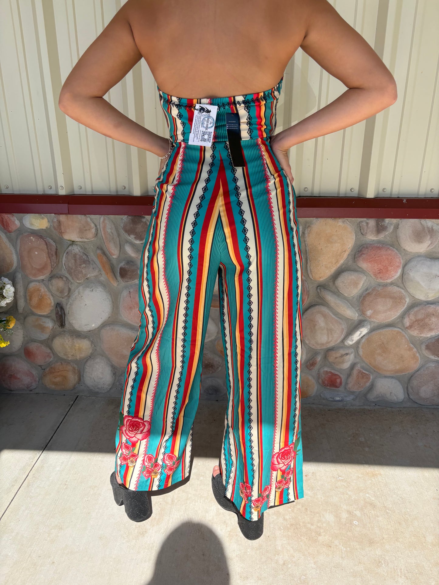 The Wildflower Serape Sunset Strapless Jumper