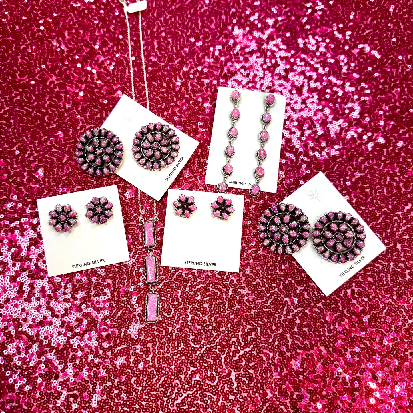 Pink Opal XL Cluster Earrings