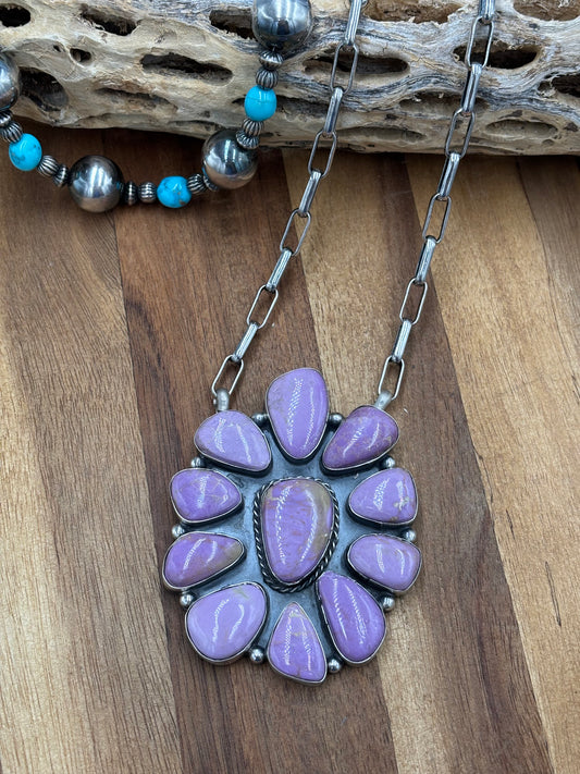 Phosphosiderite Cluster Necklace by Philbert Nez, Navajo