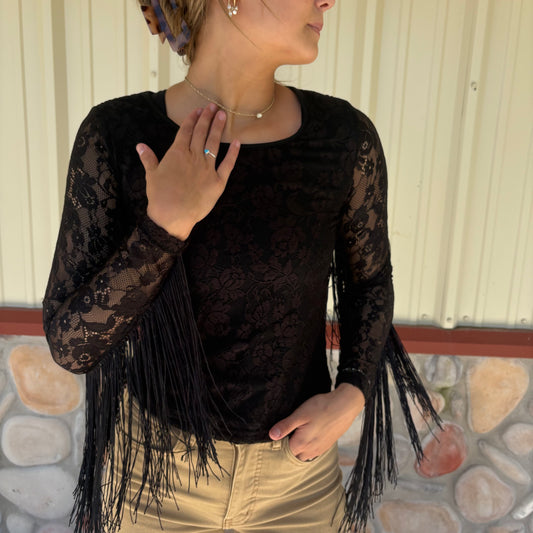 The Midnight Muse Lace Fringe Top