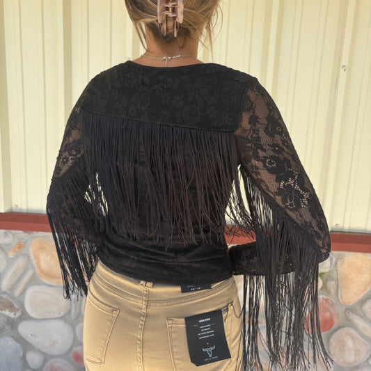 The Midnight Muse Lace Fringe Top
