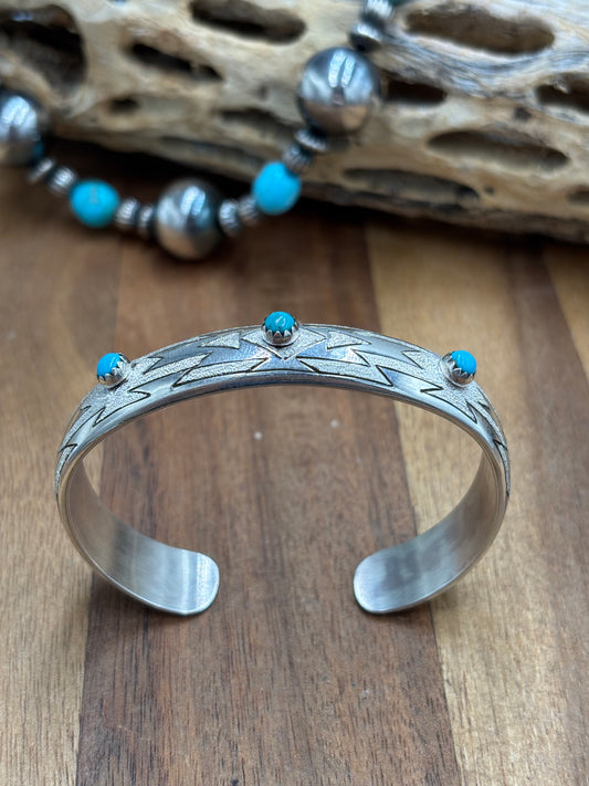 Silver & Turquoise Cuff, Native Made