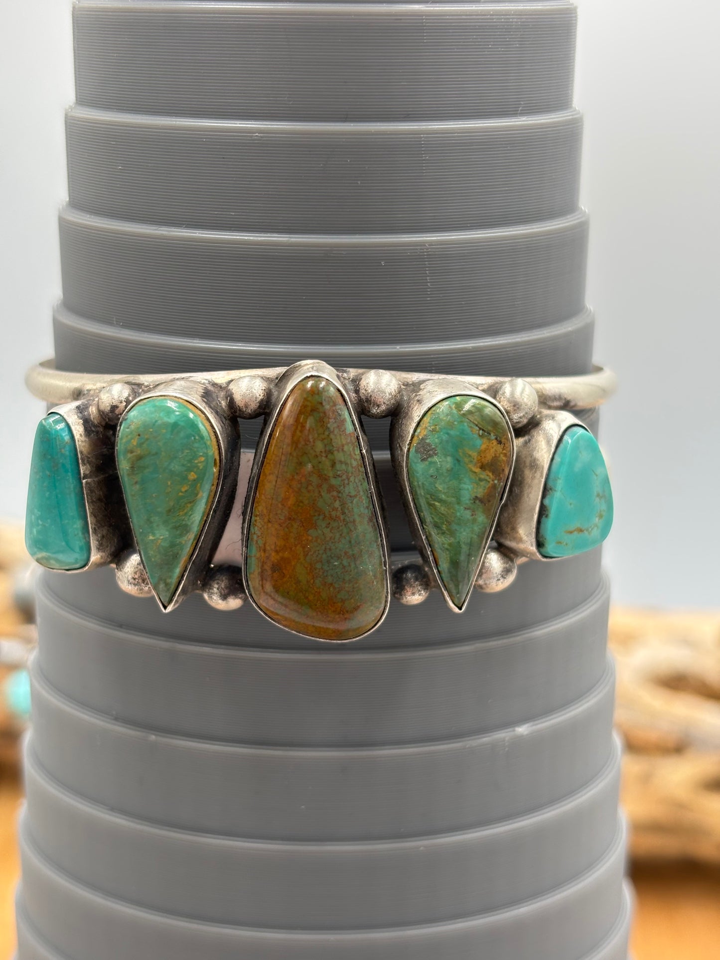 5 Stone Cuff #1 by Augustine Largo, Navajo
