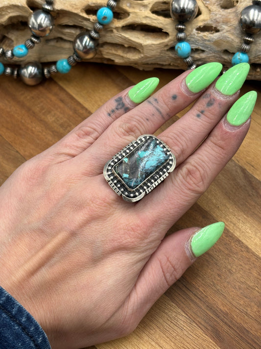 Turquoise Ring #1 size 13 by Gabriel Jurardo, Mexican