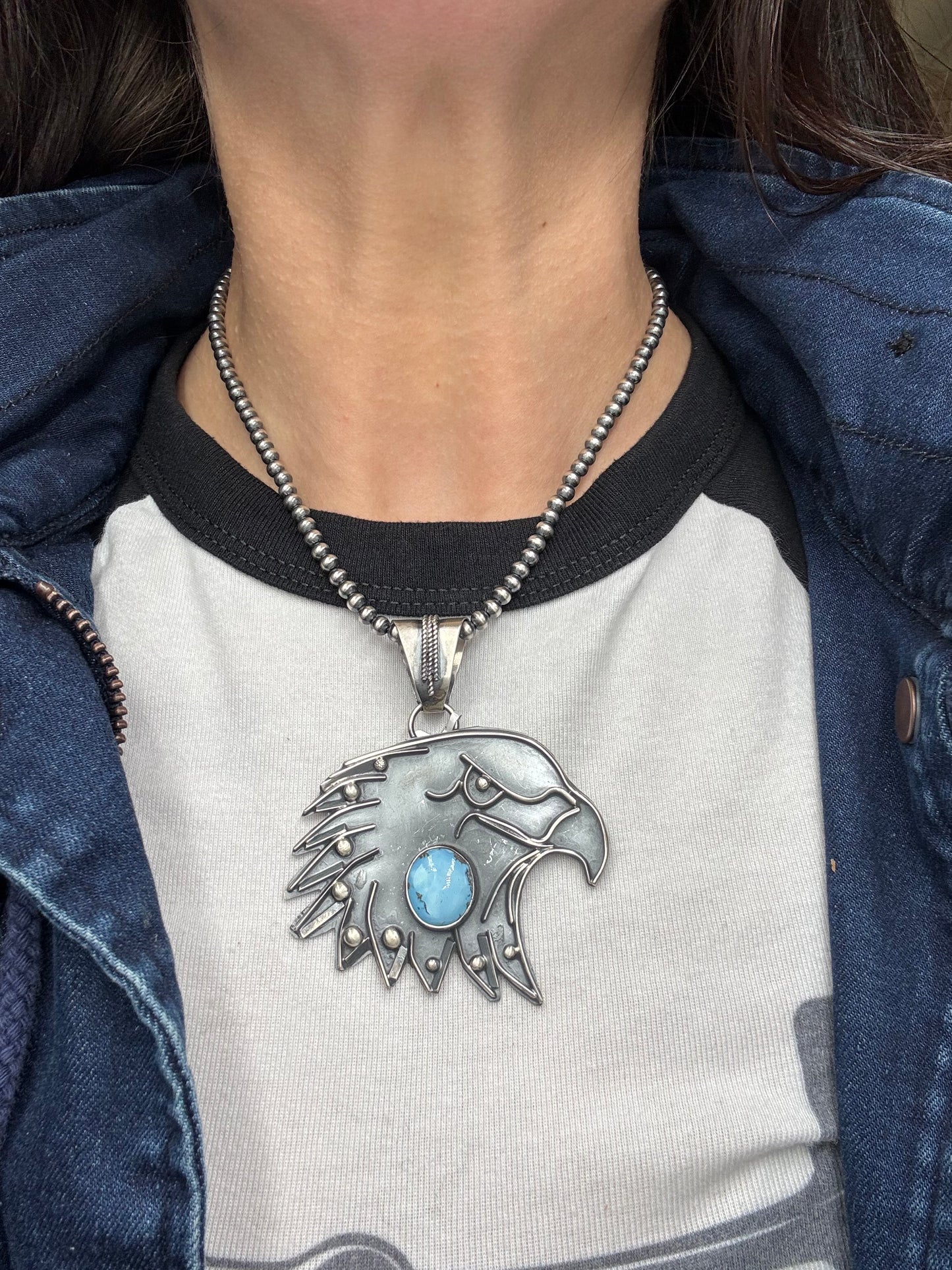 Golden Hills Eagle Pendant by Miranda Willie, Navajo