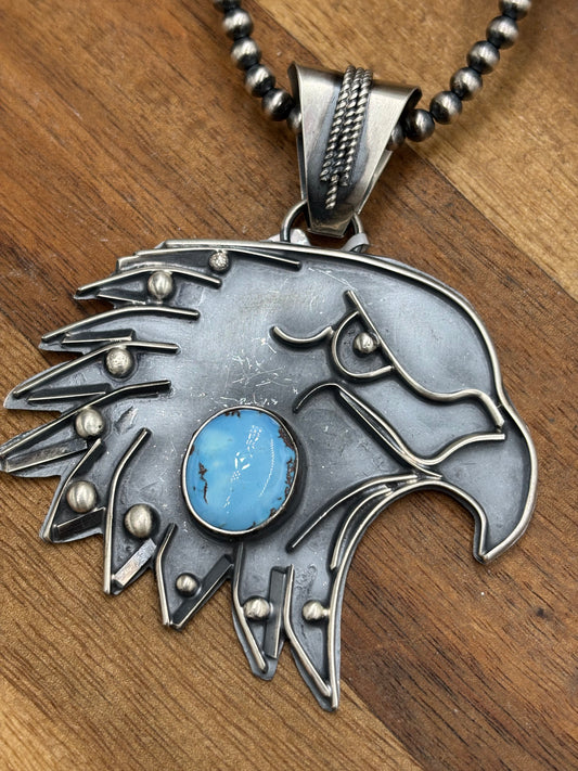 Golden Hills Eagle Pendant by Miranda Willie, Navajo