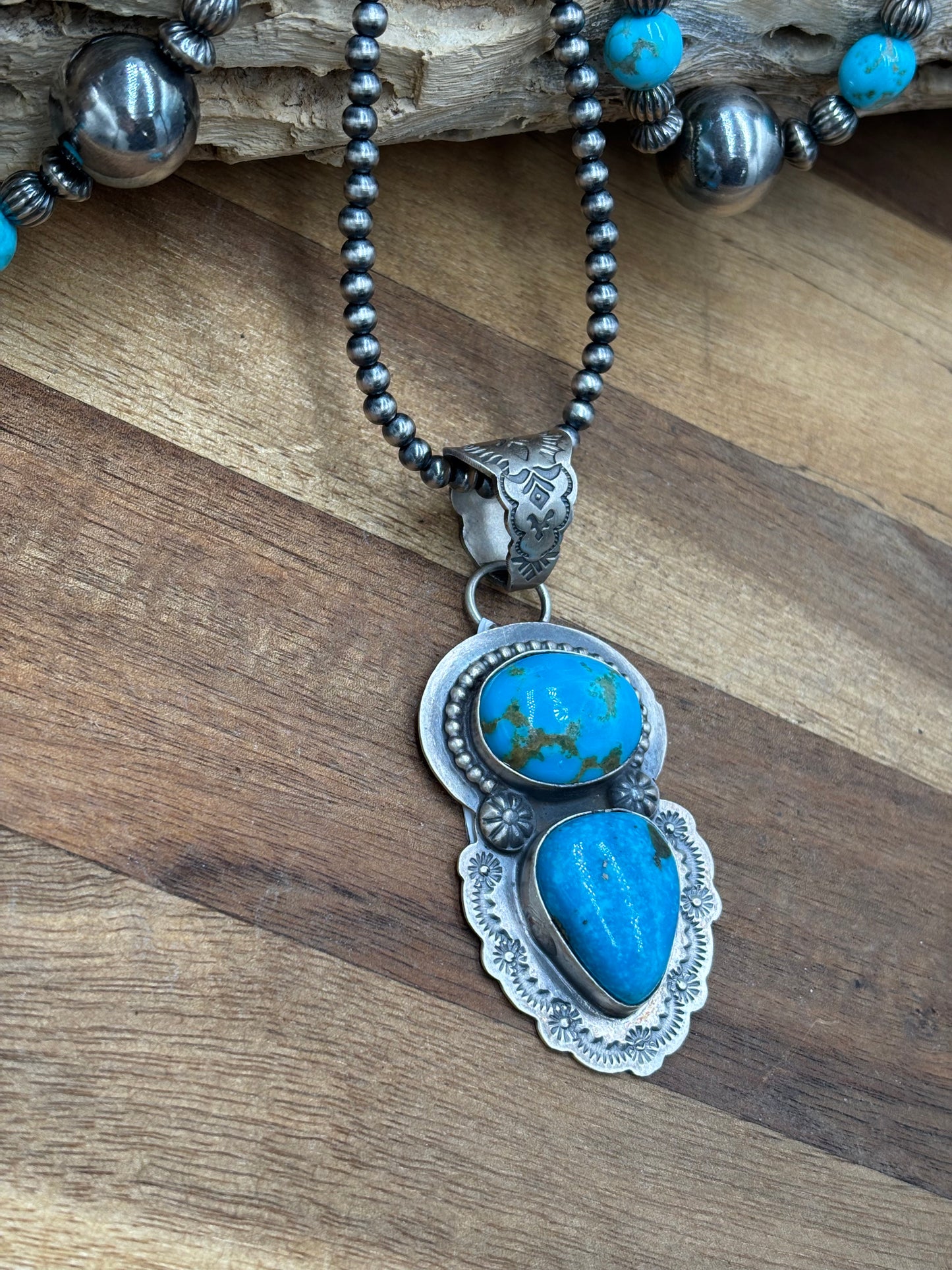 Turquoise Pendant by Delbert Santos, Navajo
